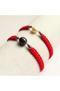 Obrázok pre Náramok pletený červený Perla riečna - farba na výber
