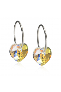 Obrázok pre Nealergénne náušnice z lekárskeho titánu Krúžky 14 mm Srdiečka dúha AB