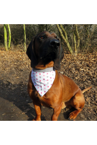 Obrázok pre Bavlnená šatka pre psíka - Psie labky ružová / tmavosivá