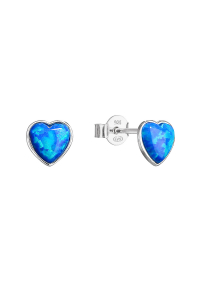 Obrázok pre Strieborné náušnice kôstky so syntetickým opálom modré srdce 11337.3