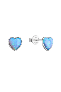 Obrázok pre Strieborné náušnice kôstky so syntetickým opálom svetlo modré srdce 11337.3