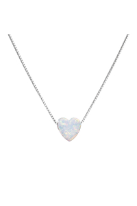 Obrázok pre Strieborný náhrdelník so syntetickým opálom biele srdce 12048.1