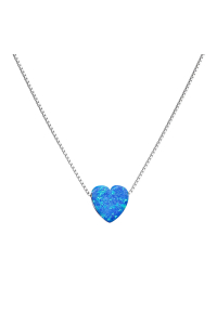Obrázok pre Strieborný náhrdelník so syntetickým opálom modré srdce 12048.3