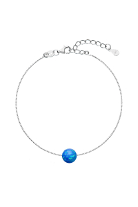 Obrázok pre Strieborný náramok so syntetickým opálom modrý okrúhly 13019.3