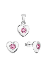 Obrázok pre Sada šperkov s kryštálmi Swarovski náušnice a prívesok ružové srdce 39176.3