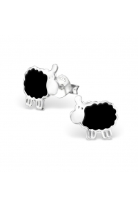Obrázok pre Detské strieborné náušnice napichovacie Čierne ovce