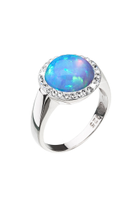Obrázok pre Strieborný prsteň so syntetickým opálom a kryštály Preciosa svetlo modrý 35060.1