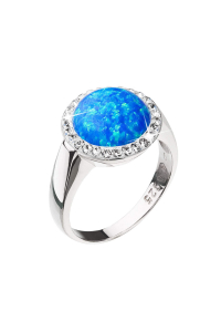 Obrázok pre Strieborný prsteň so syntetickým opálom a kryštály Preciosa modrý 35060.1