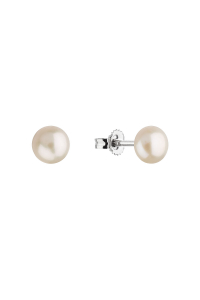 Obrázok pre Strieborné náušnice kôstky s bielou riečnou perlou 21063.1
