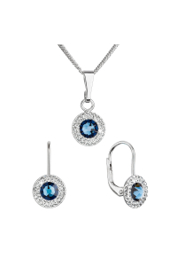 Obrázok pre Sada šperkov s kryštálmi Swarovski náušnice a prívesok tmavo modré okrúhle 39109.3 montana