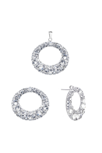 Obrázok pre Sada šperkov s kryštálmi Swarovski náušnice a prívesok biele kruhy 39168.1