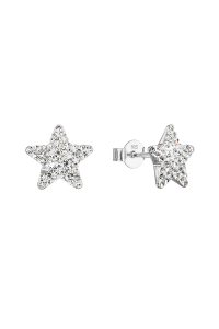 Obrázok pre Strieborné pozlátené náušnice kruhy so Swarovski kryštály biele 31306.1