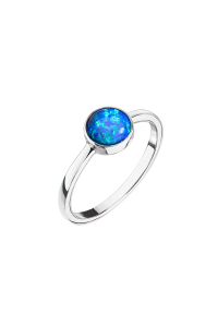 Obrázok pre Strieborný prsteň so syntetickým opálom modrý okrúhly 15001.3