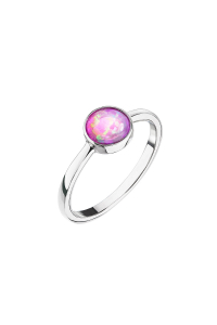 Obrázok pre Strieborný prsteň so syntetickým opál ružový guľatý 15001.3