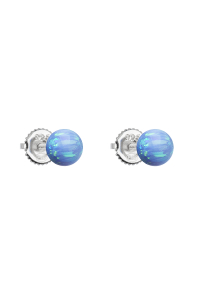 Obrázok pre Strieborné náušnice perličky so syntetickým opálom svetlo modré okrúhle 11246.3 lt.blue