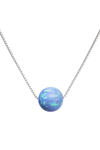 Obrázok pre Strieborný náhrdelník so syntetickým opálom svetlo modrý okrúhly 12044.3 lt.blue