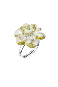 Obrázok pre Strieborný prsteň s kryštálmi zelená kytička 75002.3 lum.green