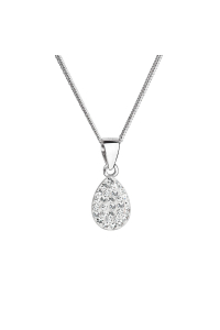 Obrázok pre Strieborný náhrdelník s kryštálmi Swarovski biela slza 72069.1 crystal