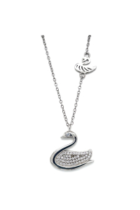 Obrázok pre Strieborný náhrdelník so zirkónmi labuť biela 12034.1 crystal