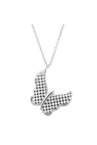 Obrázok pre Strieborný náhrdelník so zirkónmi motýľ biely 12035.1 crystal