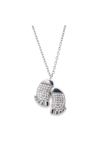 Obrázok pre Strieborný náhrdelník so zirkónmi chodidlá biela 12036.1 crystal