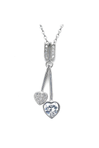 Obrázok pre Strieborný náhrdelník so zirkónmi dve srdcia biela 12037.1 crystal