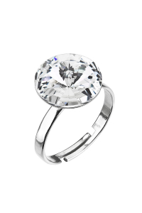Obrázok pre Strieborný prsteň s kryštálom Preciosa biely okrúhly 35018.1 crystal