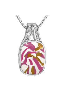 Obrázok pre Strieborný náhrdelník ružovobiely mramor so Swarovski kryštálmi 72064.1