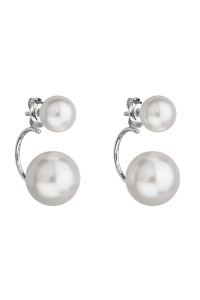 Obrázok pre Strieborné náušnice dvojité s perlou Preciosa biele okrúhle 31177.1
