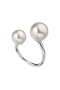 Obrázok pre Strieborný prsteň s dvoma Preciosa perlami biely 35053.1