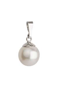 Obrázok pre Strieborný prívesok s bielou guľatou Preciosa perlou 34150.1
