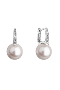 Obrázok pre Strieborné náušnice visiace s Preciosa perlou a kryštálmi 31301.1 biele