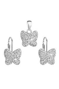 Obrázok pre Sada šperkov s kryštálmi Preciosa náušnice a prívesok biely motýľ 39144.1 crystal