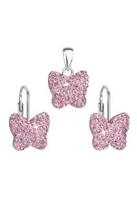 Obrázok pre Sada šperkov s kryštálmi Preciosa náušnice a prívesok ružový motýľ 39144.3 tl.rose