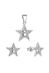 Obrázok pre Sada šperkov so zirkónmi náušnice a prívesok biela hviezda 19030.1