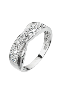 Obrázok pre Strieborný prsteň s kryštálmi Preciosa biely 35041.1