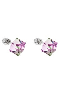 Obrázok pre Strieborné náušnice pecka s kryštálmi Swarovski fialová kocka 31030.5 vitrail lt.