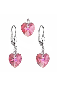 Obrázok pre Sada šperkov s kryštálmi Swarovski náušnice a prívesok ružové srdce 39003.3 rosaline