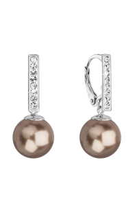 Obrázok pre Strieborné visiace náušnice so Swarovski perlou a kryštálmi 71121.3 bronze