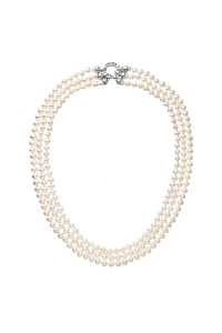Obrázok pre Perlový náhrdelník trojradový z pravých riečnych perál biely 22035.1