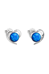 Obrázok pre Strieborné náušnice srdce s modrým syntetickým opálom 31259.3 blue