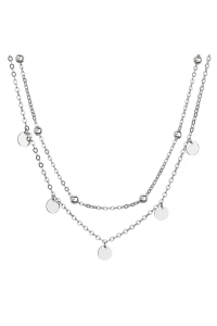 Obrázok pre Strieborný náhrdelník dvojradový malé placky a guličky 62007