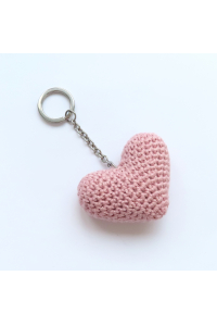 Obrázok pre Srdiečko ružové - originálny ručne háčkovaný prívesok na kľúče