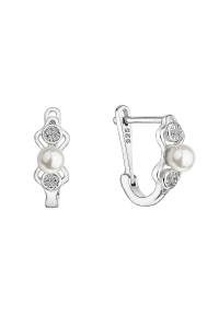 Obrázok pre Strieborné náušnice jemné s malou bielou riečnou perlou 21068.1