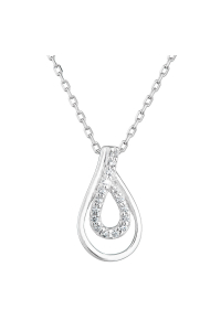 Obrázok pre Strieborný náhrdelník so zirkónmi slza biely 882002.1