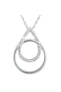 Obrázok pre Strieborný náhrdelník so zirkónmi kvapka biely 882003.1