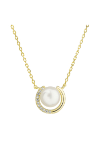 Obrázok pre Pozlátený strieborný náhrdelník s bielou riečnou perlou 22039.1 Au plating