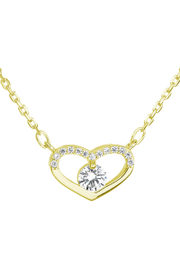 Obrázok pre Pozlátený strieborný náhrdelník so zirkónom biele srdce 12008.1 Au plating