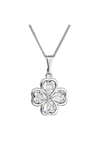 Obrázok pre Strieborný náhrdelník s kryštálmi Swarovski štvorlístok 32085.1 crystal