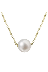 Obrázok pre Pozlátený strieborný náhrdelník s pevnou bielou riečnou perlou na retiazke 22047.1 Au plating